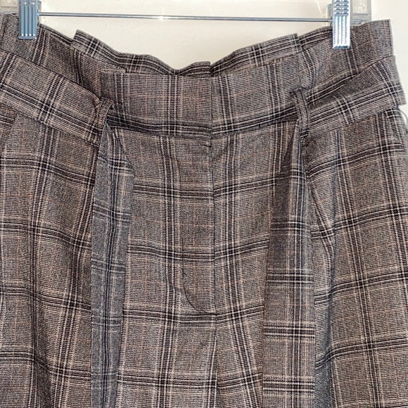 Forever 21 Women's High-Rise Plaid Belted Wide Leg Pants Large - Picture 6 of 6